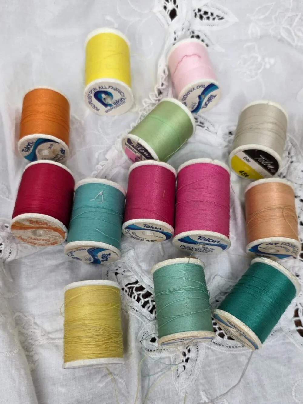Lot of 40 Talon Thread Multi Color 3 New 37 Used Styrofoam Plastic Spools Vint